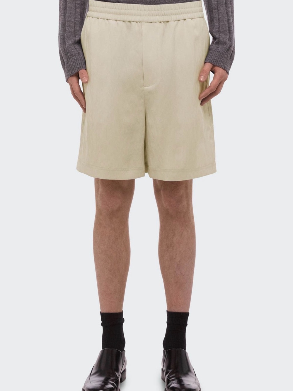 Helmut Lang Cream Flat-Front Elastic-Waist Men's Shorts